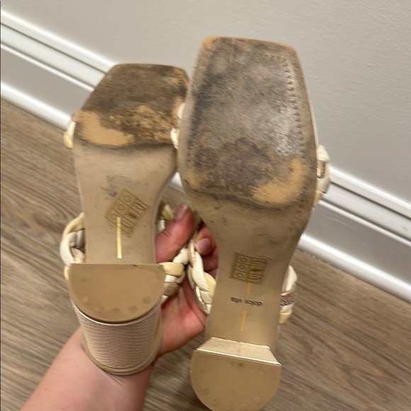 Dolce Vita Cream Tan Braided Block Heel Sandals - Picture 4 of 4
